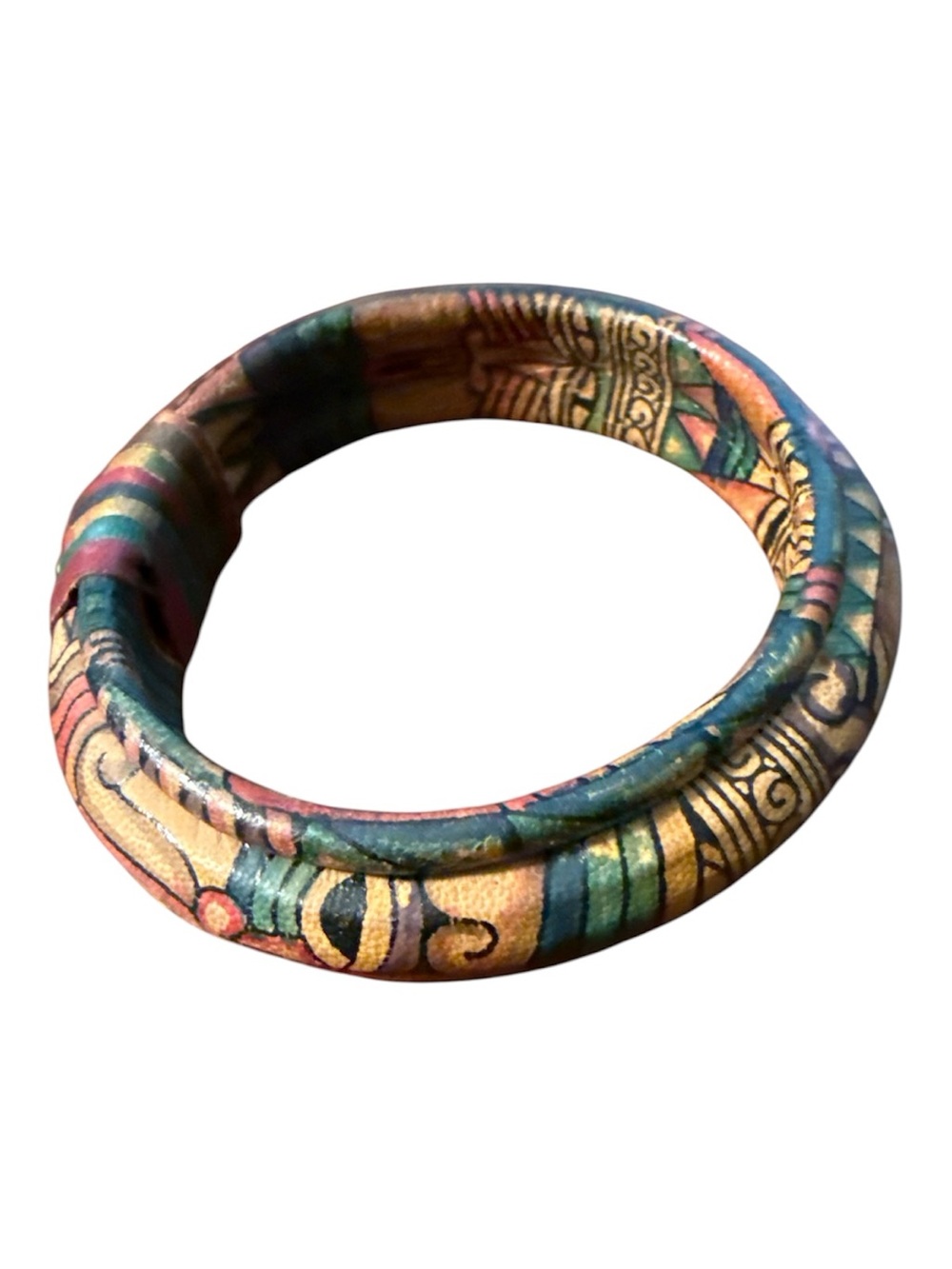 Colorful Patterned Women’s Leather Bangle Bracelet - Multicolor